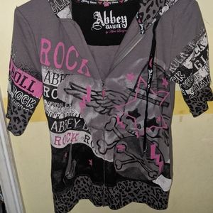 Short sleeve zip up hoodie